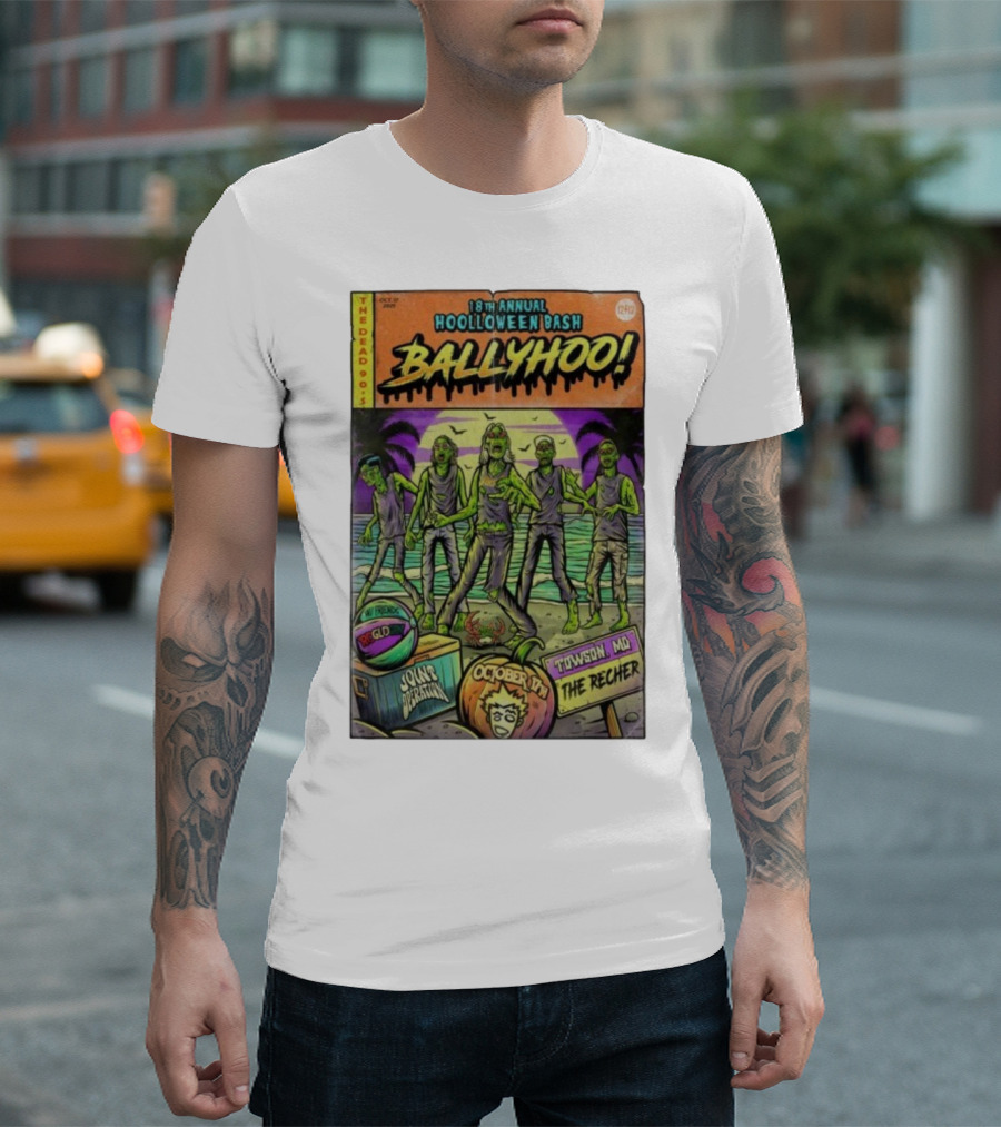 18th Annual Hoolloween Bash Ballyhoo October 17 2025 The Recher Towson MD Palm Trees Zombies T-Shirt