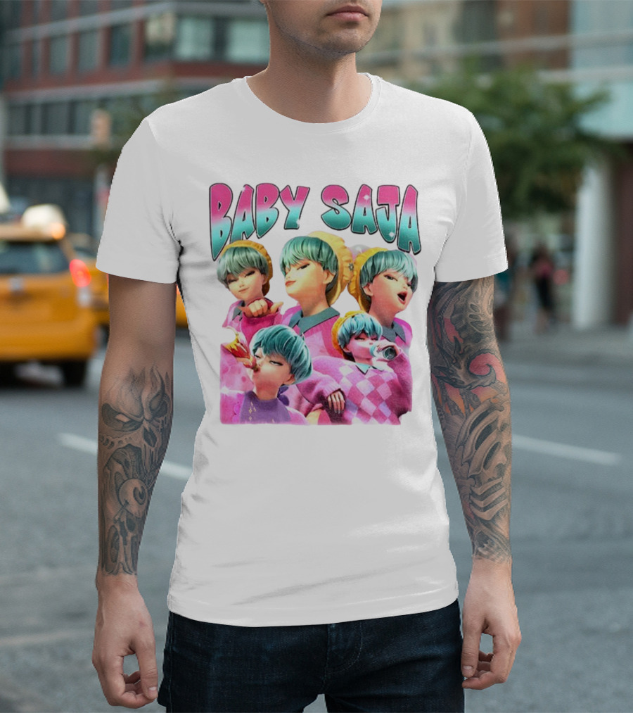 Baby Saja Drinking Soda Cool Anime Character Theme T-Shirt