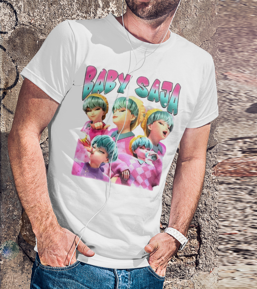Baby Saja Drinking Soda Cool Anime Character Theme T-Shirt
