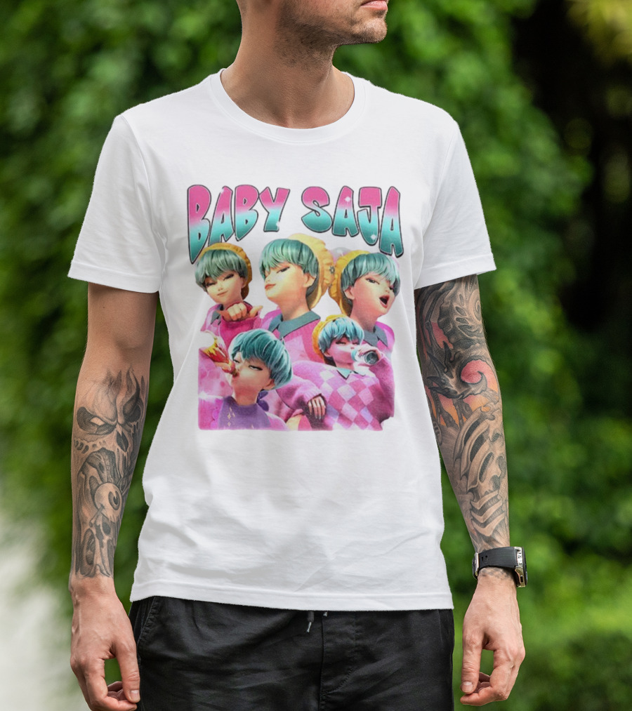 Baby Saja Drinking Soda Cool Anime Character Theme T-Shirt