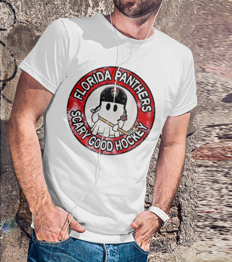 Florida Panthers Scary Good Hockey Ghost With Stick And Helmet T-Shirt