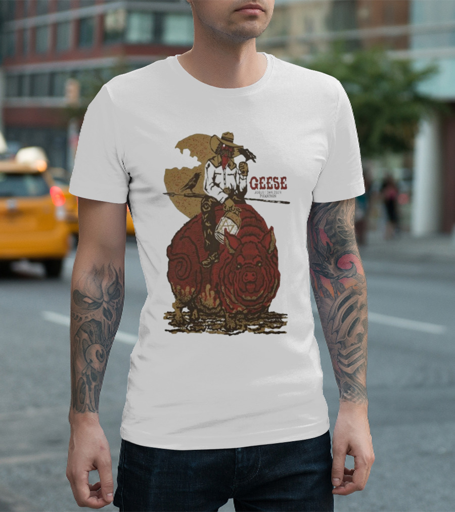 Geese World Live Show 2025-2026 Tour Cowboy Western Pig-Rider Vintage Style T-Shirt