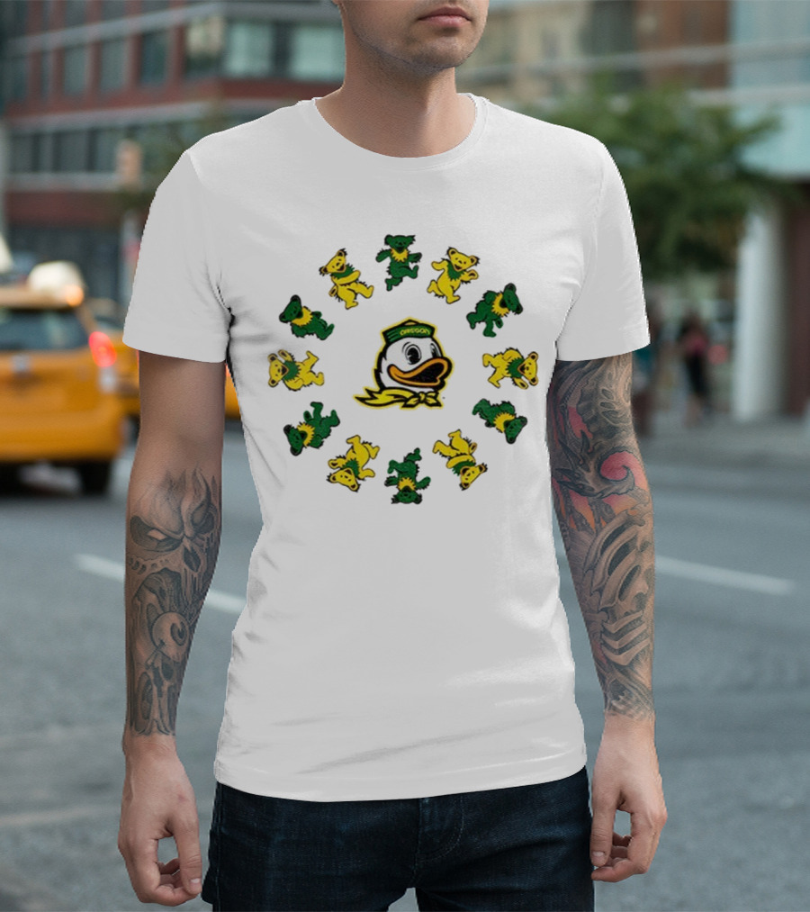 Oregon Ducks Grateful Dead Dancing Bears Circle T-Shirt
