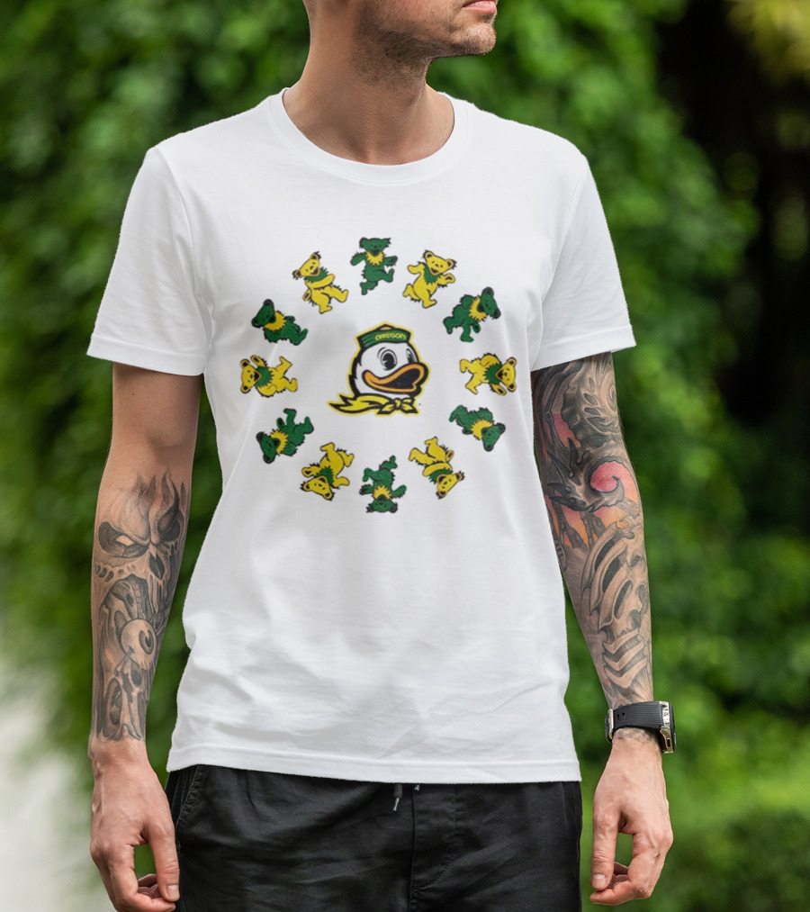 Oregon Ducks Grateful Dead Dancing Bears Circle T-Shirt