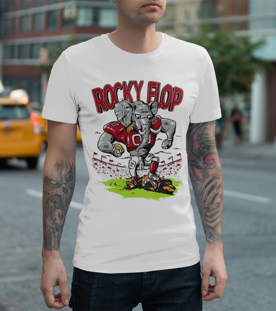Rocky Flop Alabama Crimson Tide Football Elephant Dominating Georgia Bulldogs T-Shirt