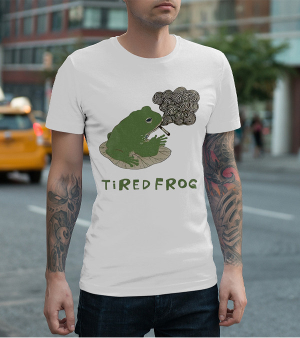 Tired Frog Smoking Meme Japanese Style Smoking Frog T-Shirt