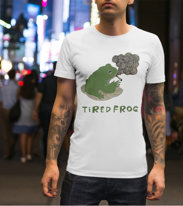 Tired Frog Smoking Meme Japanese Style Smoking Frog T-Shirt