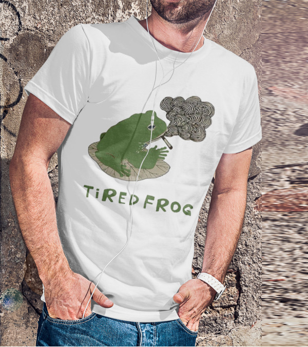 Tired Frog Smoking Meme Japanese Style Smoking Frog T-Shirt