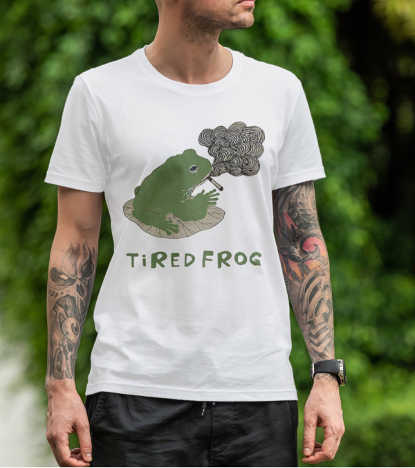 Tired Frog Smoking Meme Japanese Style Smoking Frog T-Shirt