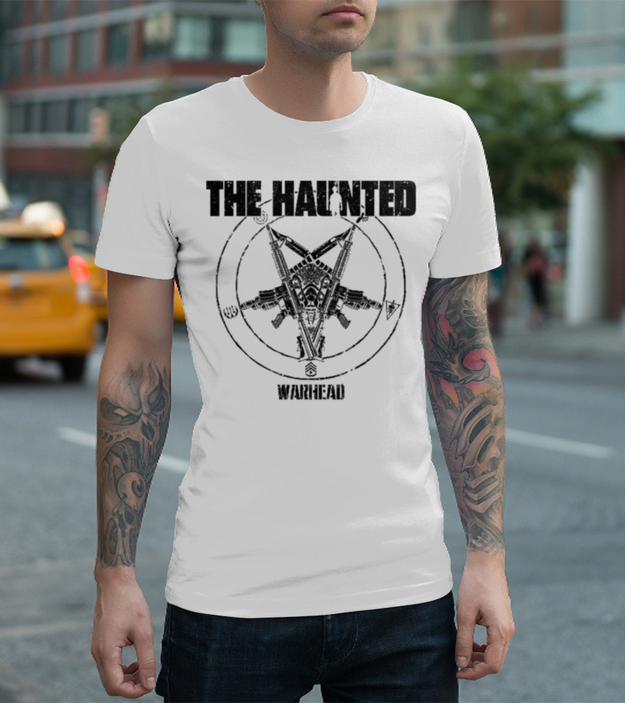 The Haunted Warhead Occult Symbolic Skull And Gun Emblem T-Shirt