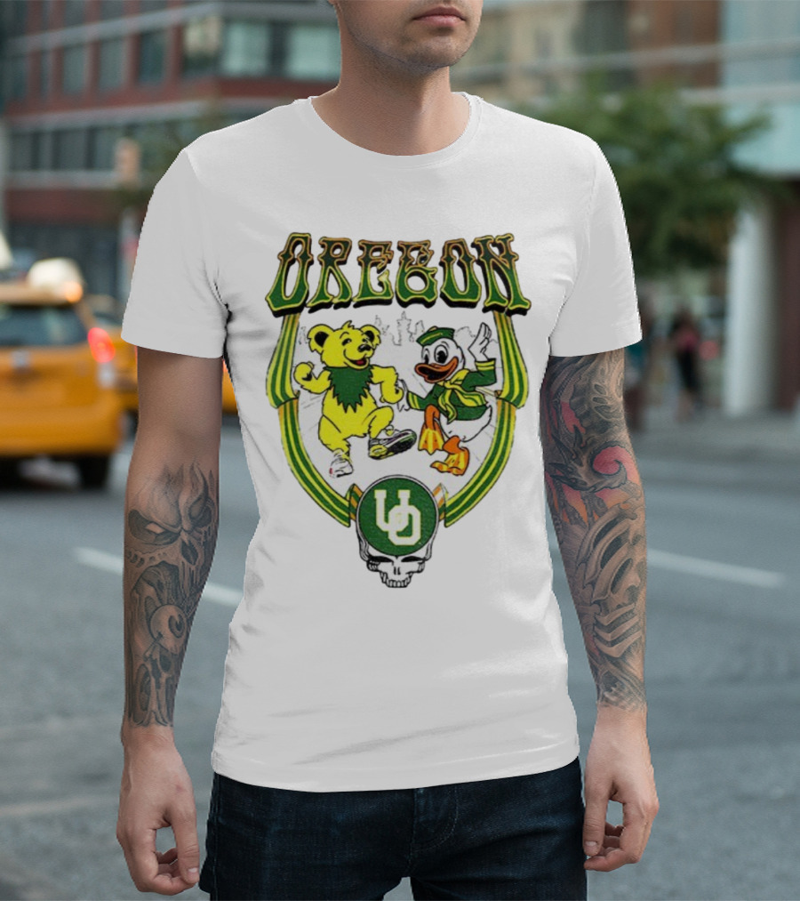 Oregon Ducks Grateful Dead Dancing Bear X Donald Duck Collaboration T-Shirt