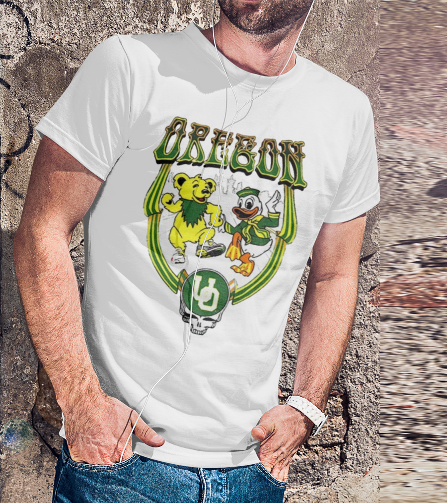 Oregon Ducks Grateful Dead Dancing Bear X Donald Duck Collaboration T-Shirt
