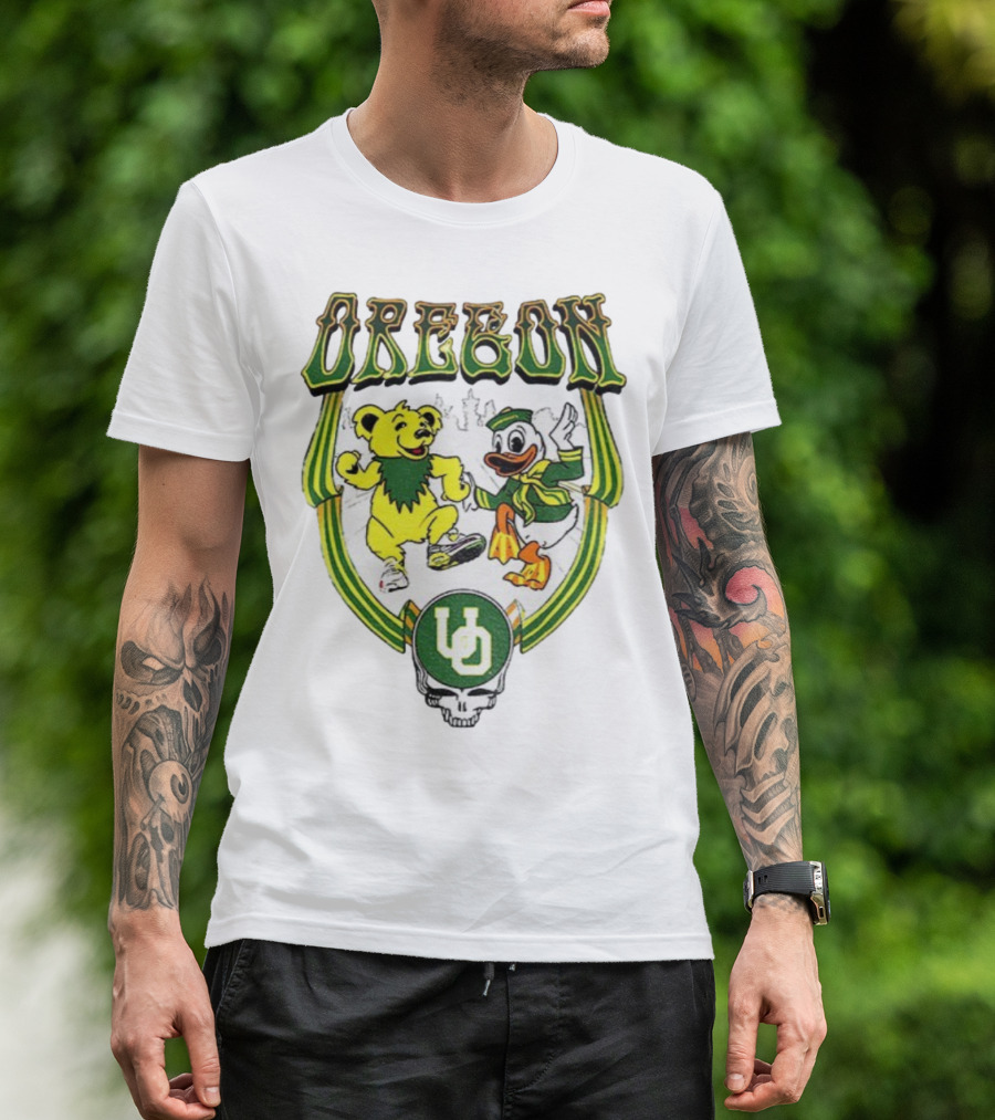 Oregon Ducks Grateful Dead Dancing Bear X Donald Duck Collaboration T-Shirt