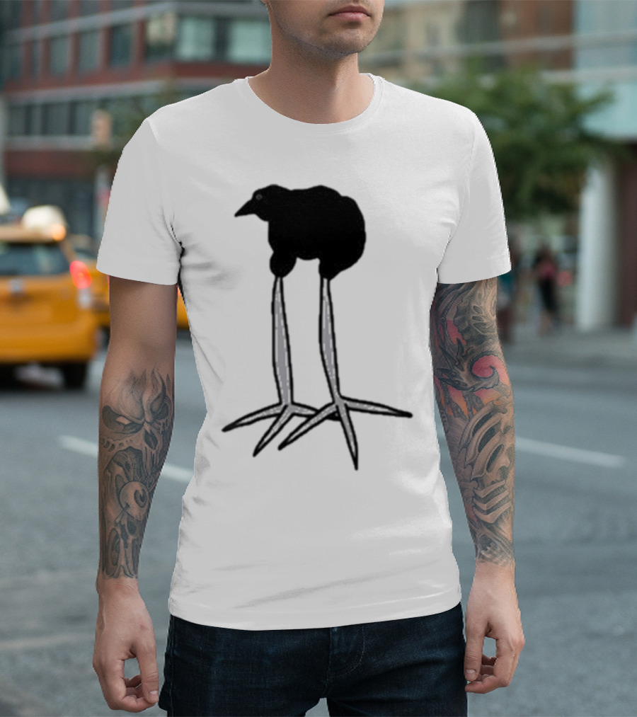 Zasha Charcoal Raven Bird Long Legs T-Shirt