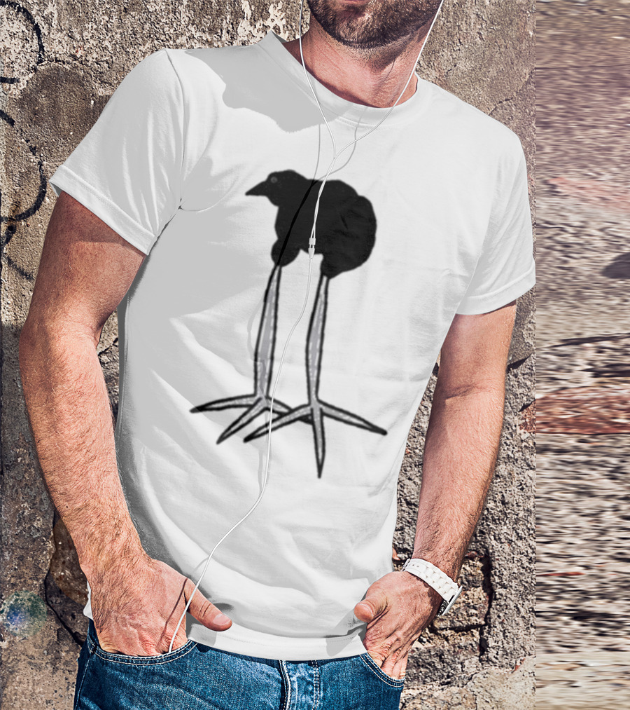 Zasha Charcoal Raven Bird Long Legs T-Shirt
