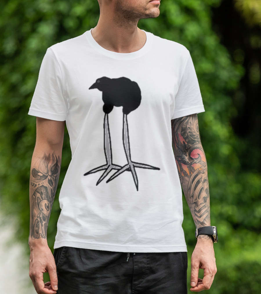 Zasha Charcoal Raven Bird Long Legs T-Shirt