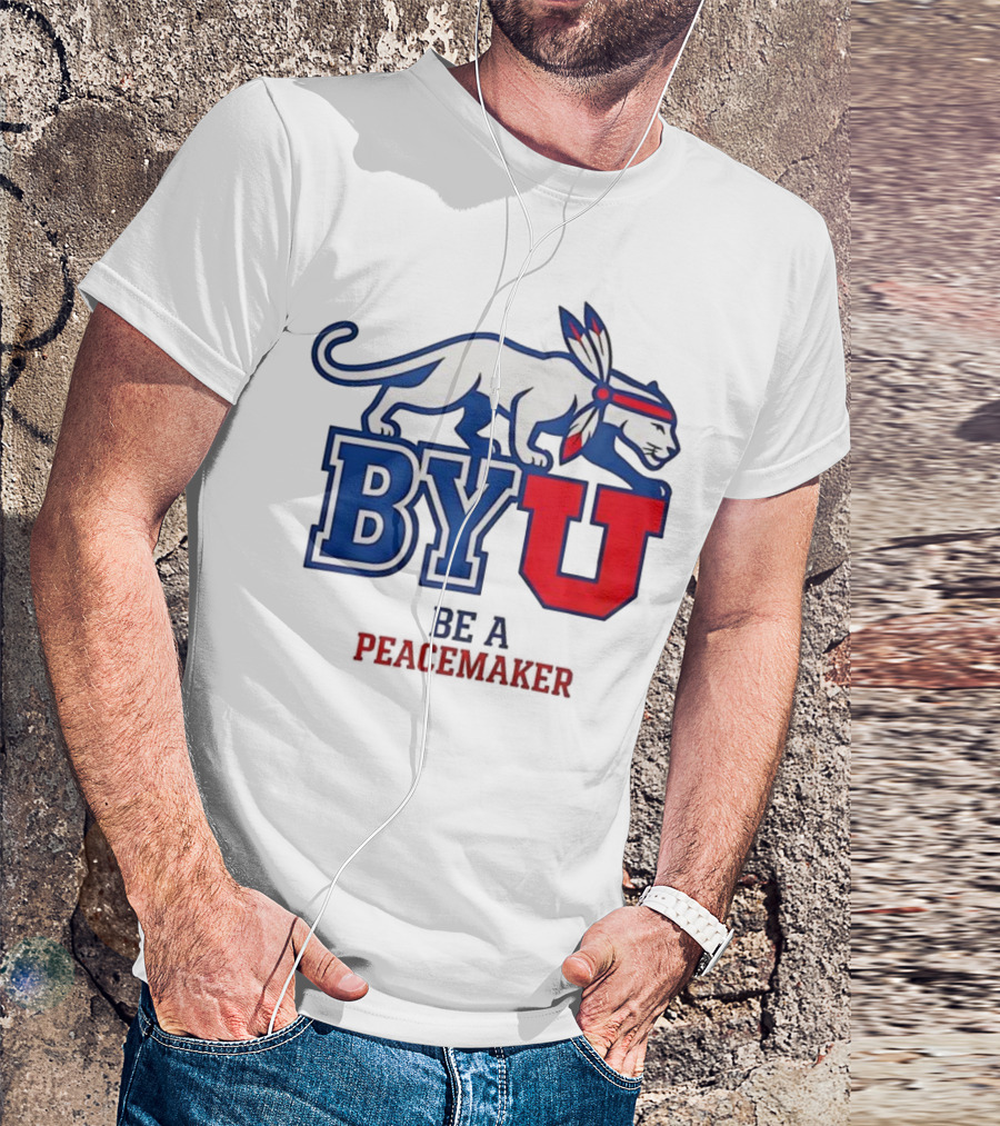 BYU Be A Peacemaker Cougar Logo T-Shirt