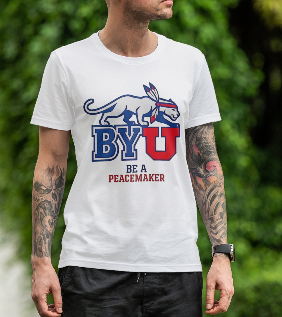 BYU Be A Peacemaker Cougar Logo T-Shirt
