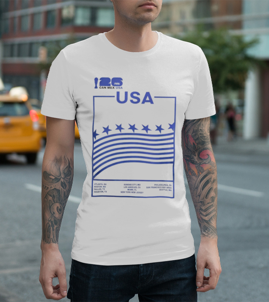 FIFA World Cup 2026 Host USA CAN MEX Stars Flags T-Shirt
