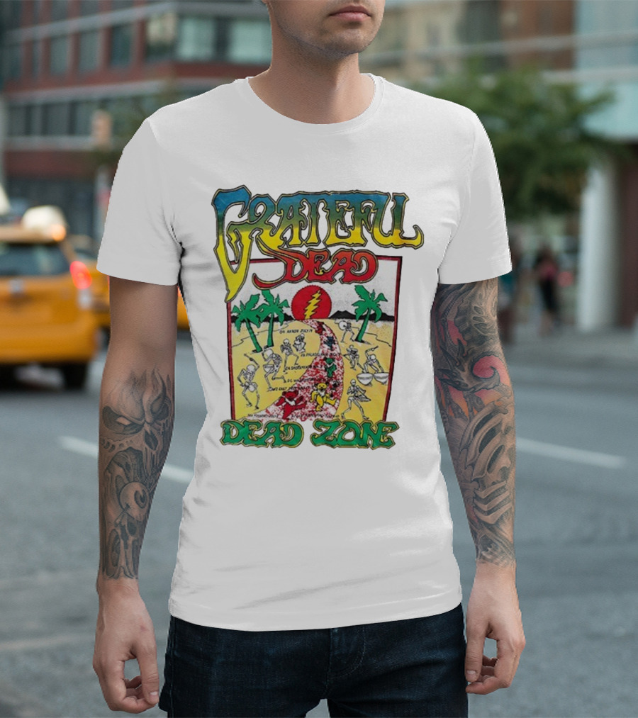 Grateful Dead Skeleton Dead Zone With Desert Scene And Dates T-Shirt