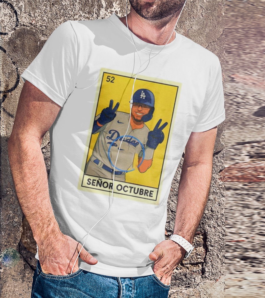 Señor Octubre Los Angeles Dodgers Kike Hernandez 52 MLB Baseball Card T-Shirt