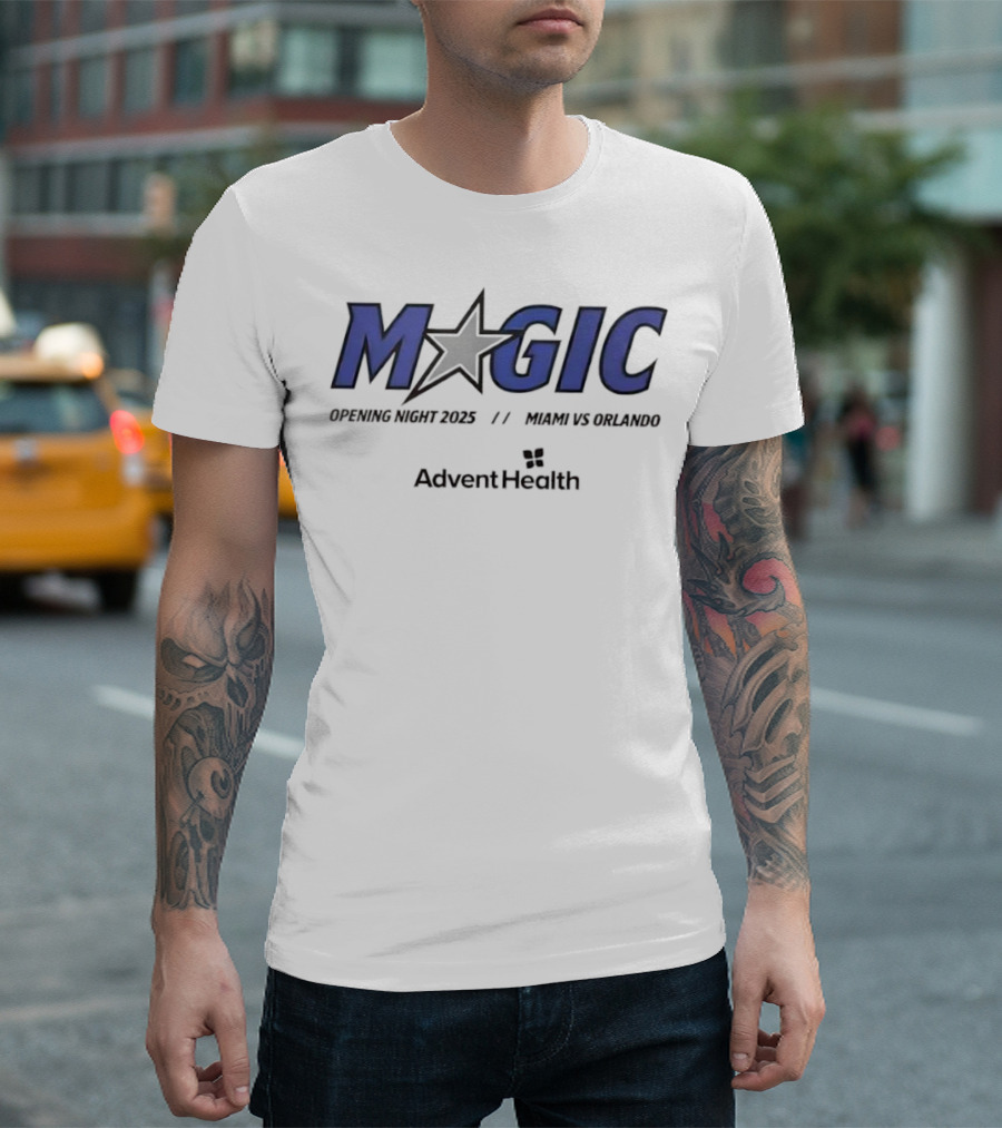 Magic Opening Night 2025 Miami Vs Orlando AdventHealth T-Shirt
