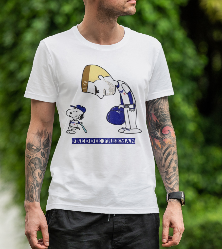 Peanuts Snoopy Freddie Freeman Los Angeles Dodgers MLB Baseball 2025 T-Shirt