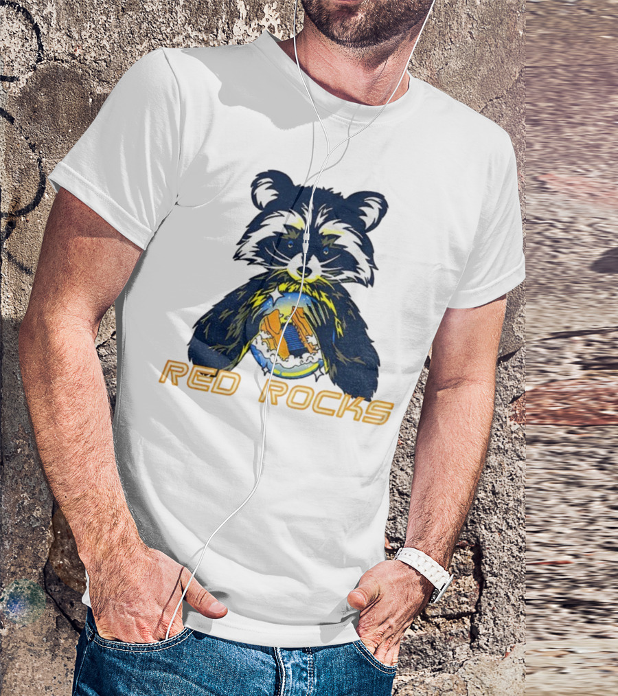 Red Rocks Raccoon Crystal Ball Graphic Tee T-Shirt
