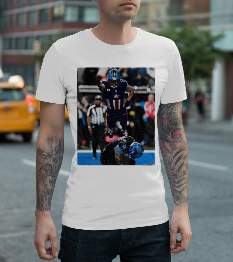 Detroit Lions Amon Ra St Brown Jahmyr Gibbs Captain America Spider-Man NFL Football T-Shirt