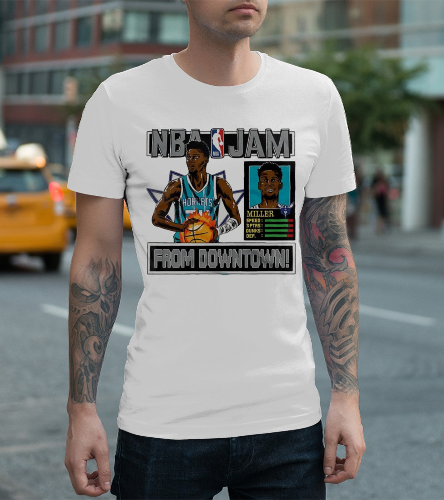 NBA Jam Brandon Miller Charlotte Hornets From Downtown Classic Video Game T-Shirt