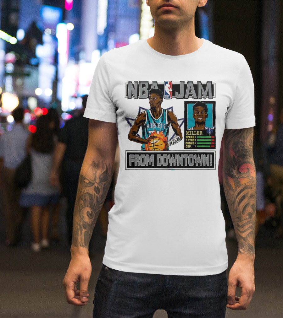 NBA Jam Brandon Miller Charlotte Hornets From Downtown Classic Video Game T-Shirt