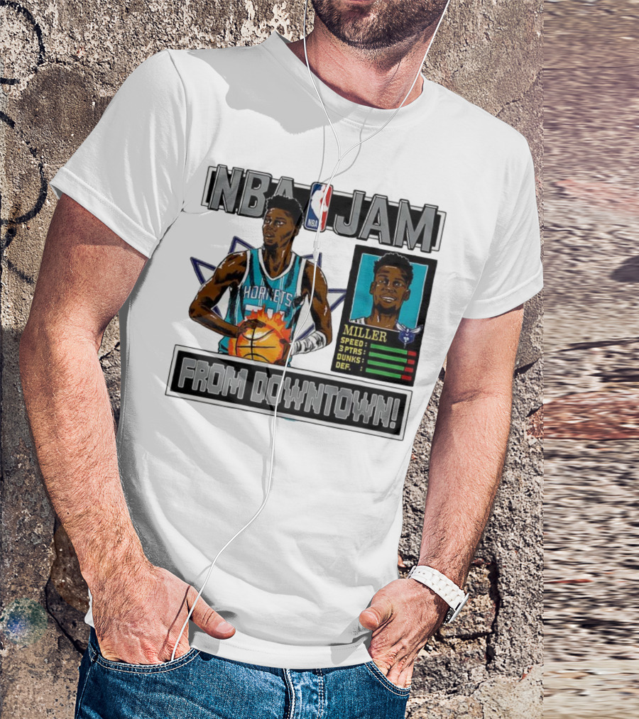 NBA Jam Brandon Miller Charlotte Hornets From Downtown Classic Video Game T-Shirt