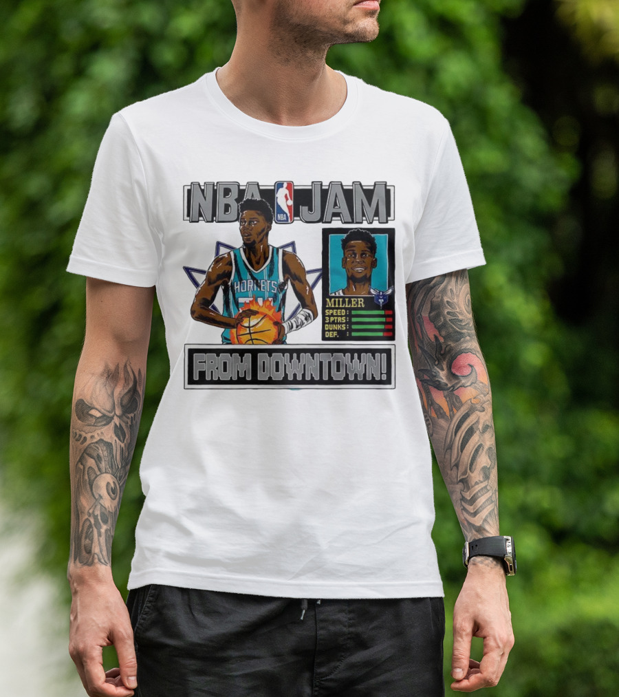 NBA Jam Brandon Miller Charlotte Hornets From Downtown Classic Video Game T-Shirt