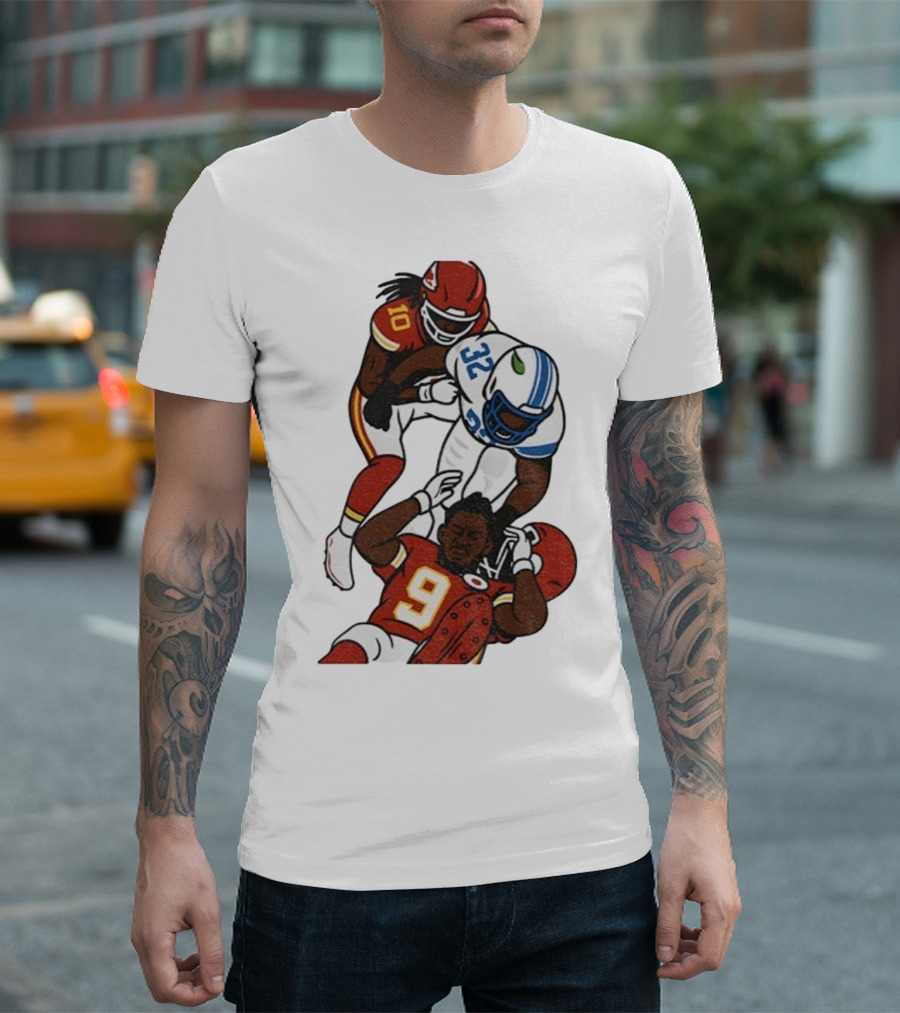 Brian Branch Tackle On Juju Smith-Schuster Detroit Lions Chiefs Football Art T-Shirt