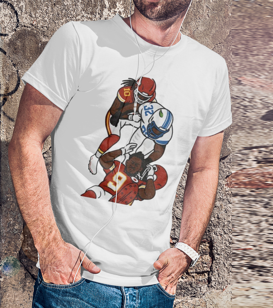 Brian Branch Tackle On Juju Smith-Schuster Detroit Lions Chiefs Football Art T-Shirt