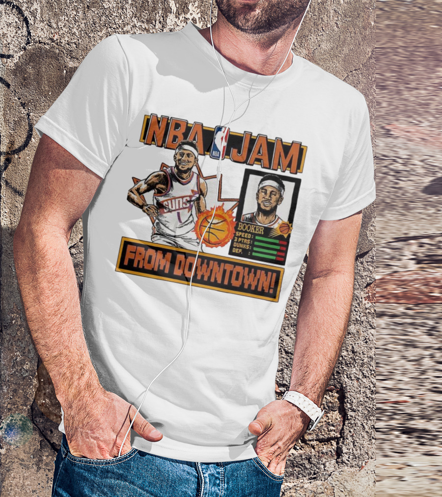 NBA Jam Devin Booker Suns From Downtown Classic Video Game T-Shirt
