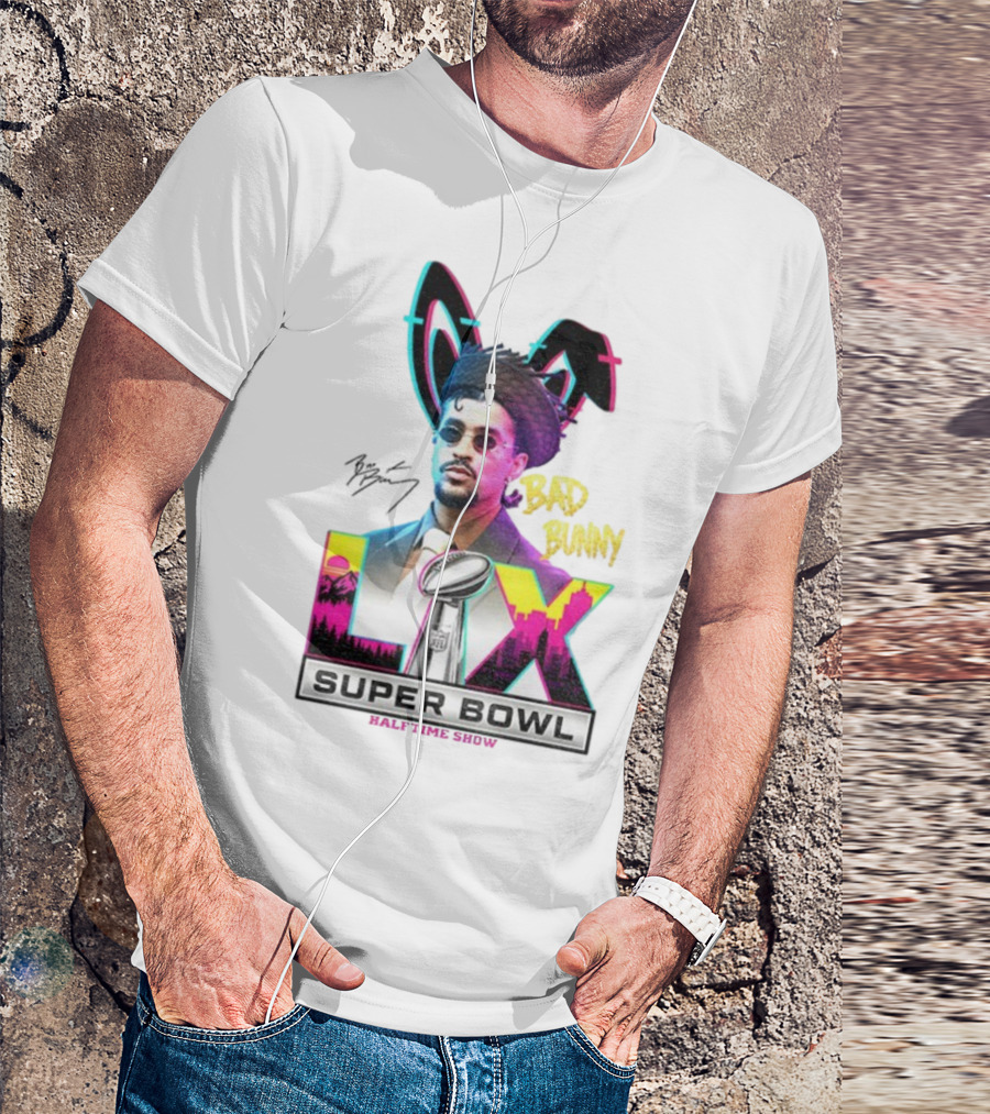 Bad Bunny Super Bowl LVI Halftime Show Signature NFL Icon T-Shirt