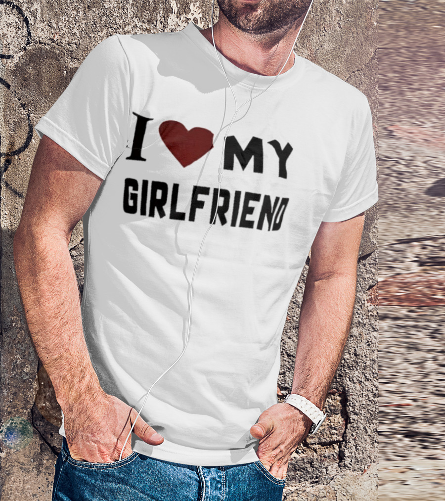 I Love My Girlfriend Heart Red T-Shirt