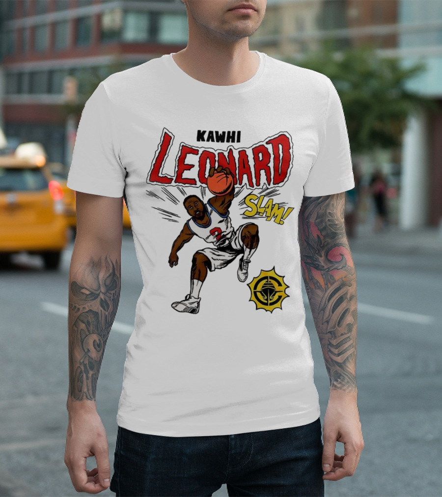 Kawhi Leonard Clippers Slam Comic Book Style Dunk Action T-Shirt