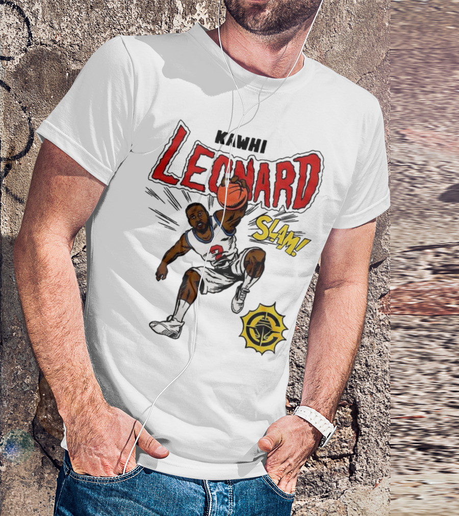 Kawhi Leonard Clippers Slam Comic Book Style Dunk Action T-Shirt