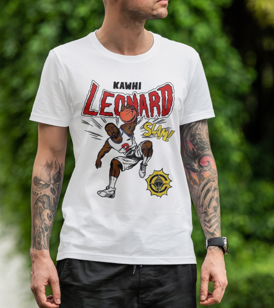 Kawhi Leonard Clippers Slam Comic Book Style Dunk Action T-Shirt