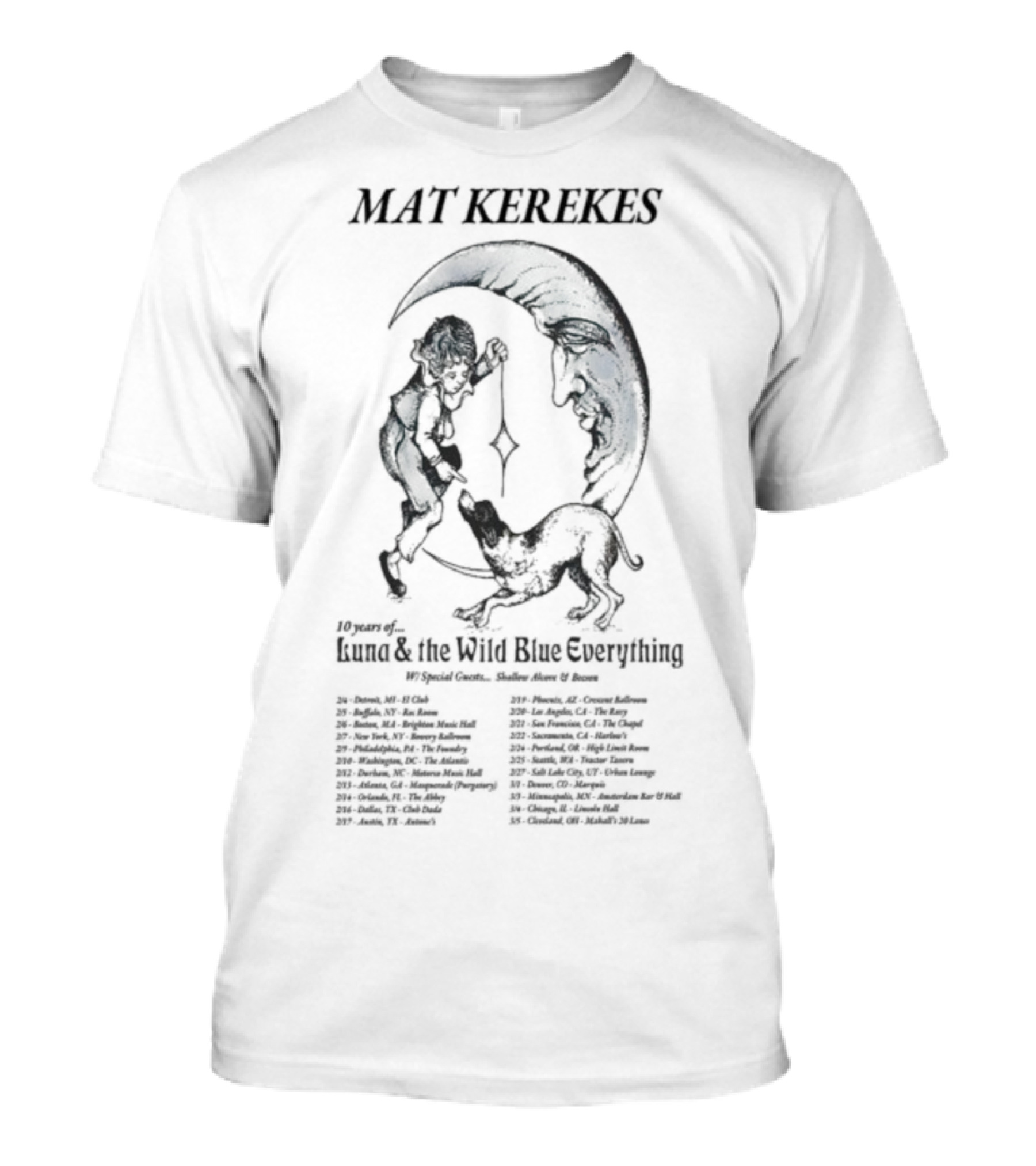 Mat Kerekes Luna & The Wild Blue Everything 10 Year Anniversary 2026 Tour Dates T-Shirt