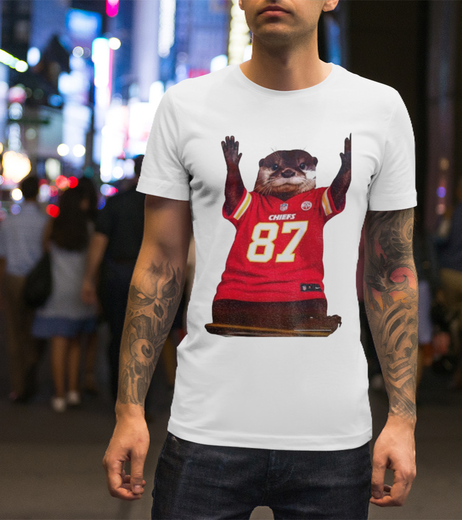 Travis Kelce 87 Kansas City Chiefs Sea Otter NFL Fan Jersey T-Shirt