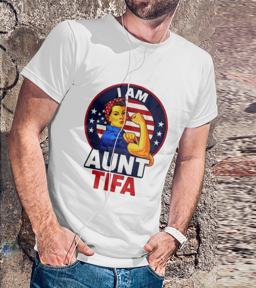 I Am Aunt Tifa Feminist Vintage American Flag T-Shirt