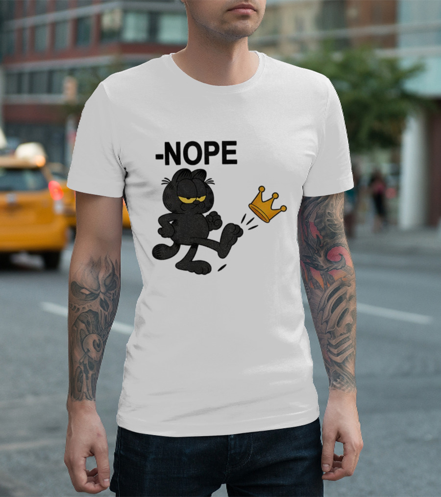 NOPE Black Cat Kicking Crown No Kings In America T-Shirt