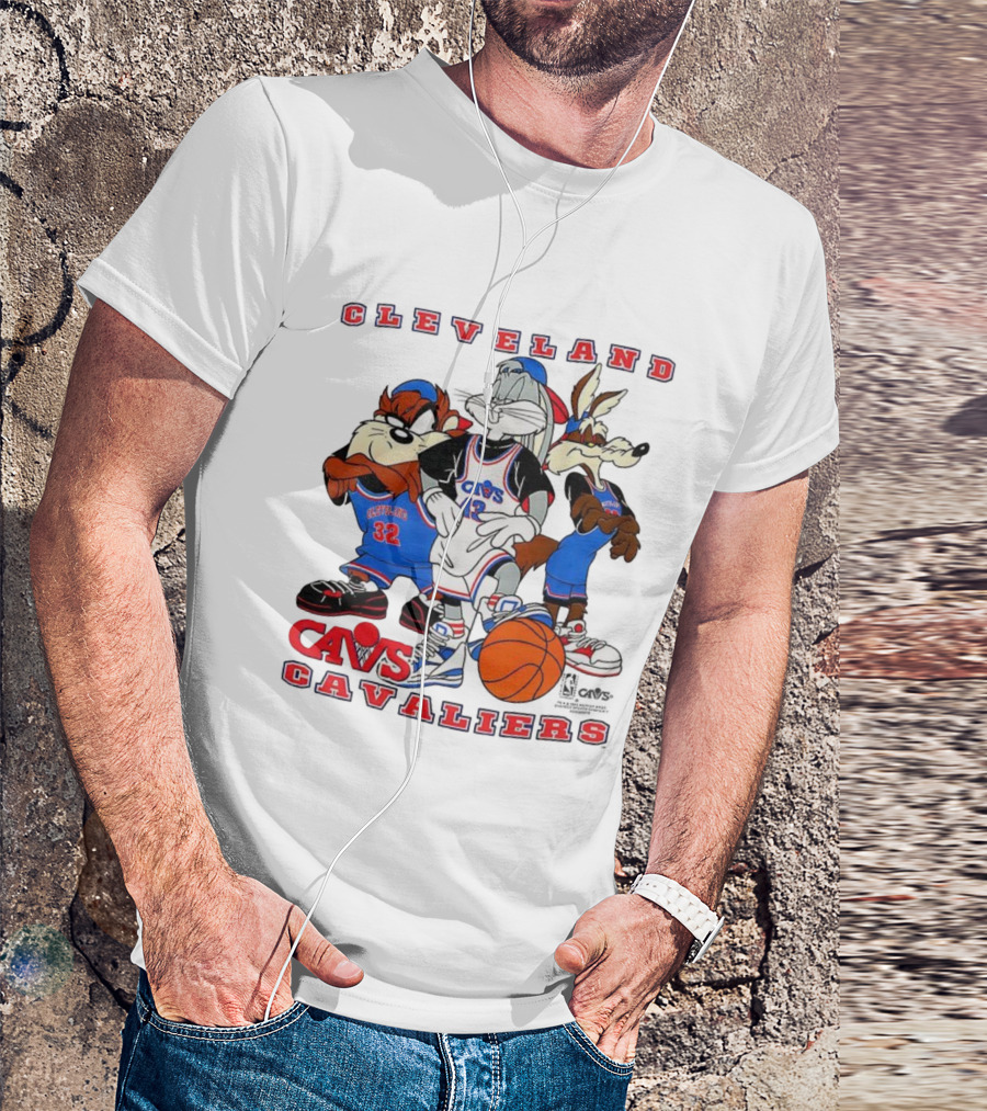 Cleveland Cavaliers NBA Cavs Looney Tunes Characters Bugs Bunny Taz Wile E. Coyote T-Shirt