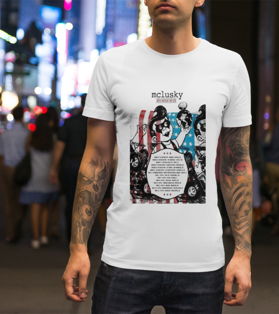 Mclusky North American 2026 Tour Red Blue Stripes March April Dates T-Shirt