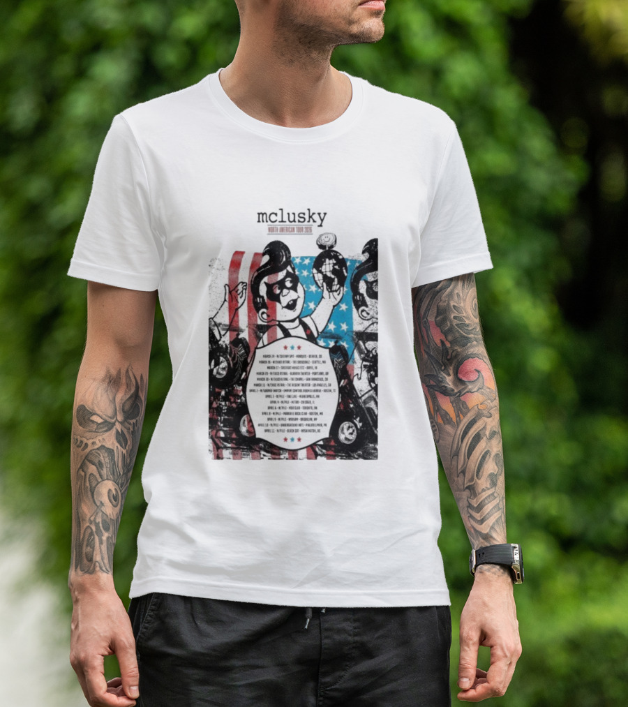 Mclusky North American 2026 Tour Red Blue Stripes March April Dates T-Shirt