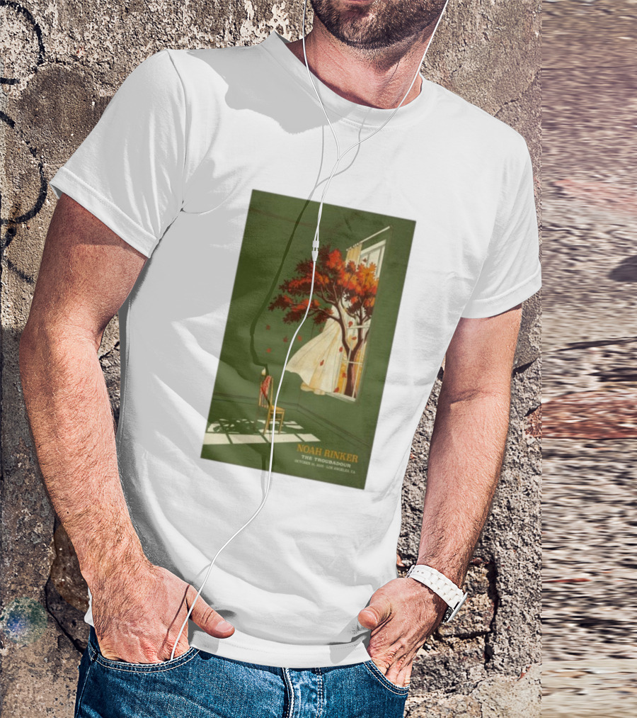 Noah Rinker The Troubadour Los Angeles Oct 21 2025 Autumn Tree Window Scene T-Shirt