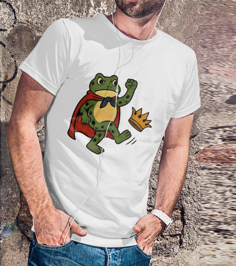 Portland Frog No Kings In America Anti Trump Kicking Crown T-Shirt